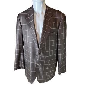 Samuelsohn Earl 44L Camel Hair Silk Windowpane Sport Coat Blazer Canada